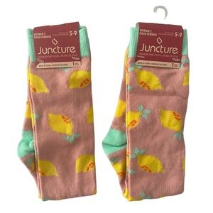 2 Pairs‎ Lemon Print Fashion knee High Socks